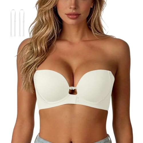Front Closure Unlined Strapless Bras Seamless Wireless Bandeau Bras Wedding | Tube Tops for Women,Anti-Slip,Invisible,Push Up Comfort Soft,for Wedding Daily Wear - image 1