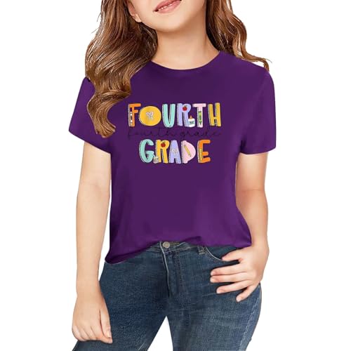 Kids First Day of Fourth Grade Back to School T-Shirt Boys Girls Kindergarten Preschool Short Sleeve Funny Outfits