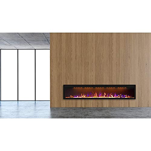 Mystflame Electric Fireplace Recessed 88 Inches, Insert And Wall Mounted Slim Fireplace With 750/1500 Watt Heater, Log & Crystal Hearth, Adjustable Realistic Flame And Remote Control & Touch Screen #TOP7