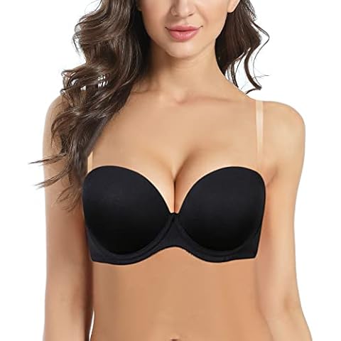 Sexy Strapless Multiway Padded Push Up Bra Underwired Halter Lift Convertible Bras for Women - Black - 36D Cover