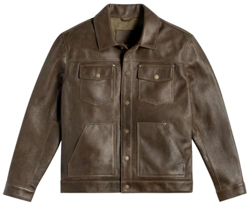 Men's Premium Trucker Leather Jacket| Cowboy Style Real Leather Trucker Jacket4