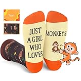 HAPPYPOP Funny Monkey Lovers Gifts - Monkey Socks for Women, Novelty Animal Socks for Teen Girls
