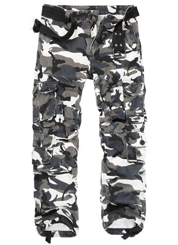 KOCTHOMY Casual Cargo Pants for Men Tactical Baggy Cotton Work Pants with Multi Pockets No Belt