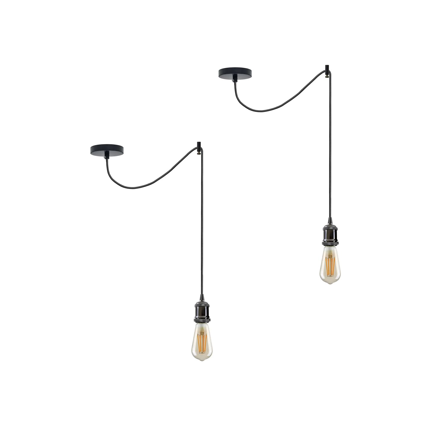 LEDSone 2 Pack Spider Pendant Light E27 Black Industrial Ceiling Hanging Lamp – 195cm Adjustable Cable Vintage Loft Lighting for Kitchen Island, Dining Room, Bar & Restaurant