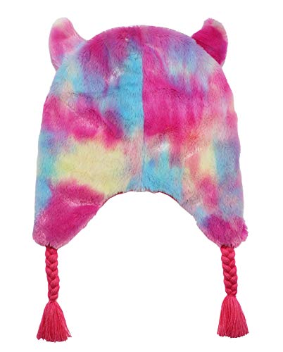 Newfancy Kids Little Girls Unicorn Beanie Winter Hat Rainbow Faux Fur Plush Fleece Lined Earflap Cap Pink #TOP1