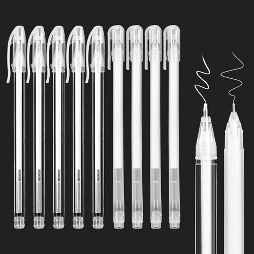 Juego de 9 Bolígrafos de Gel Blanco, Bolígrafos Blancos con Punta de 0,6 mm 0,8mm, Bolígrafos de Gel de Punta Fina para Creación de Arte...