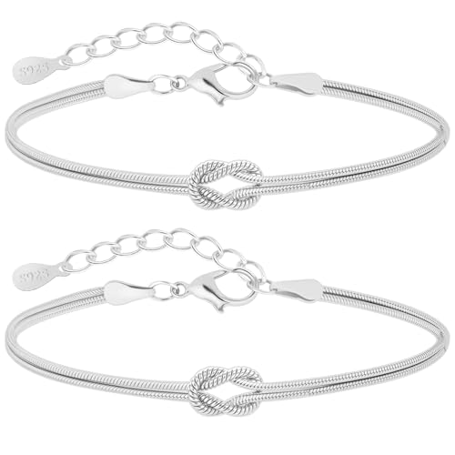 J.Fée 2 Artikel Armband Damen Silber 925, Pärchen Armband, Partner Armbänder, Freundschaftsarmbänder, Schmuck Damen Jewelry, Paare Geschenke für Männer, Geburtstag Geschenke für Frauen Weihnachten