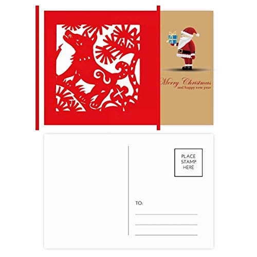 Cartes postales de Noël en papier découpé d'art zodiaque chinois et chien