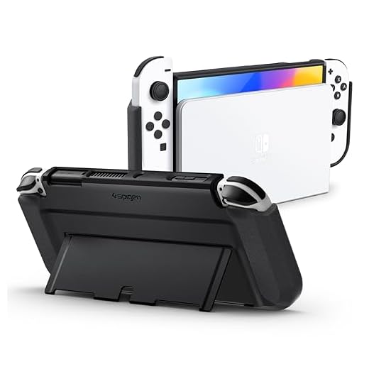 Spigen Thin Fit Designed for Nintendo Switch OLED Model 7 Inch and Joy-Con Controller Dockable Case with Kickstand Protective Case - Black