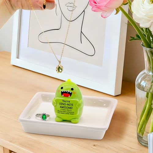 Image of PUDDING CABIN Funny Birthday Gifts for Women Dinosaur Ring Holder Dish for Rings Earrings Necklace Bracelets Jewelry Organizer Cute Room Decor, Mothers Day Gift for Mom Friendship Christams