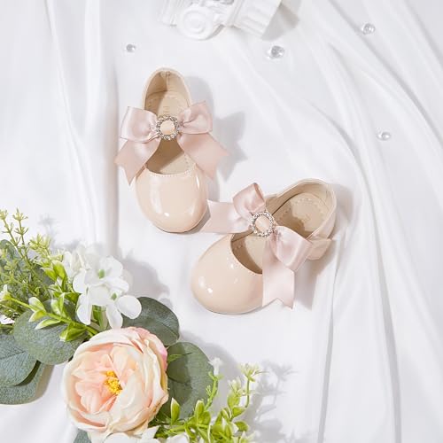 Image of PHIRAMIN Toddler Flower Girl Dress Shoes - Little Girl Mary Janes Flats Wedding