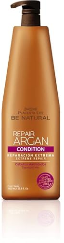 Be Natural Repair Argan, Acondicionador de Reparación para Cabellos Maltratados, Translúcido, 1000 mililitros