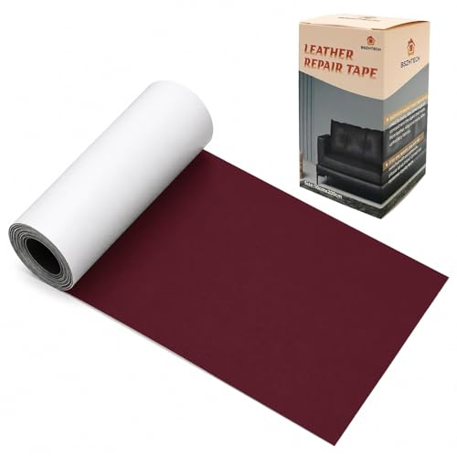 BSZHTECH Self Adhesive Leather Repair Patch Tape for Couch Sofa Wine Red