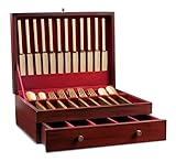 Royalty Art Red Tarnish-Free Silverware Storage Box with Pull-Out Drawer, 15
