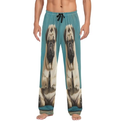 ALAZA Men's Funny Pug Dog Yoga Sleep Pajama Pant
