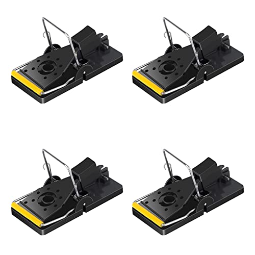 Trisiki Mouse Trap, 4 Pack Heavy Duty Reusable Snap Traps that Kill Instantly, High Sensitive Mice Catcher UK, Safe and Effective Rodent Trap for Indoors and Outdoors, Easy Set-up & Clean
