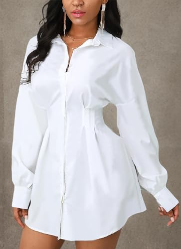 Women's Shirt Dresses Button Down Colorful Blouses Long Sleeve Floral Print Tops Loose Collar Sexy T-Shirts4