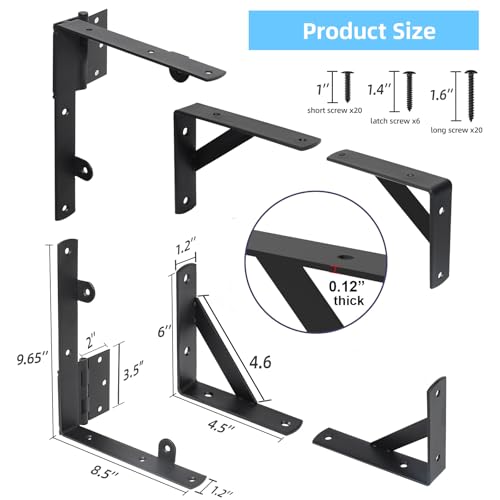 WEKIS 2 Sets Anti Sag Gate Kit Heavy Duty No Sag Kit Gate Corner Brace Bracket for Wooden Fence Gate with Self-Locking Gate Latch - Thumbnail 3