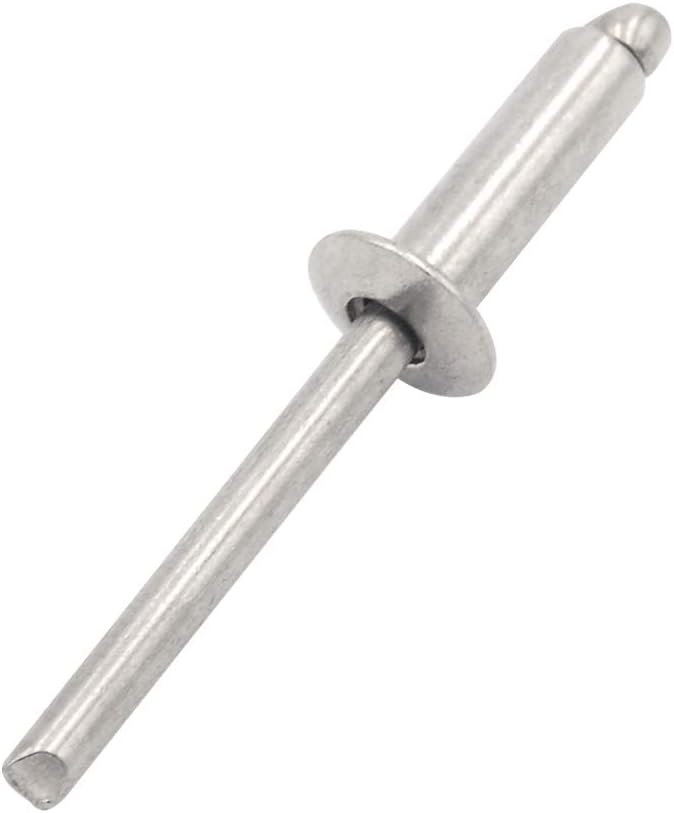 100pcs Stainless Steel Domed Head Open End Blind Rivets 3/16" (4.8mm) Diameter DIN 7337 ISO 15977 (3/16"x5/8" grip(0.501"-0.625") 4.8x16mm)