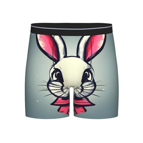 WOPQS Boxer da uomo con coniglietto e coniglio, elasticizzati, per esercizi a casa, Nero , S