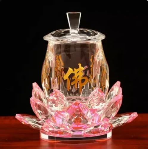FENNYYAR Crystal Lotus Tasse d'eau sacrée Sanctuaire bouddhiste 12 cm Décoration Temple