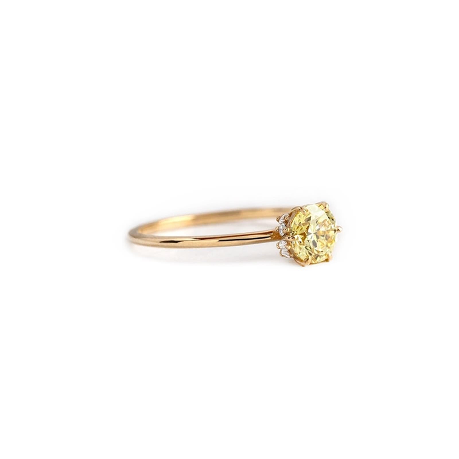 Fedi nuziali in oro giallo 14 carati citrino, anello solitario da donna moissanite misura 18 (18,5)