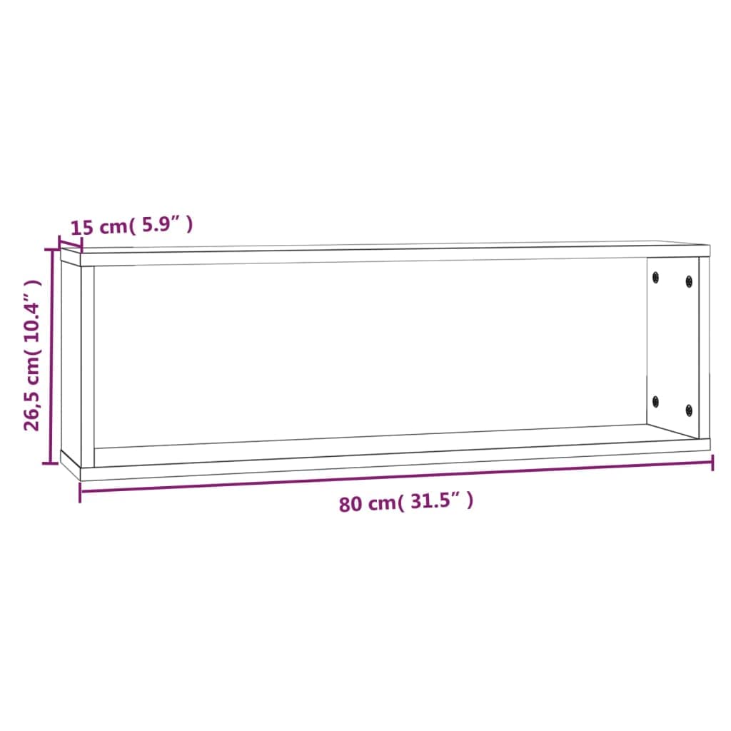 4 scaffali da parete in legno di rovere affumicato, 80 x 15 x 26,5 cm, mensole sospese da parete per soggiorno, camera da letto, cucina, ufficio, ordine e presentazione decorativa