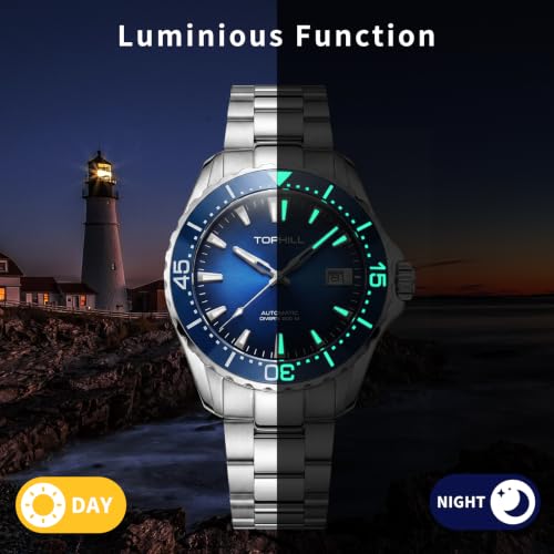 Image of TOPHILL Men Watches Automatic Mechanical Watches - Dive, GMT, Chronograph & Dress Styles | 316L Stainless Steel, Sapphire Crystal, Ceramic Bezel | 5ATM-300M Waterproof with Super Luminous | Classic Business & Sport Casual