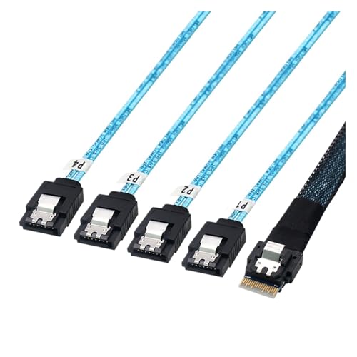 Cable PCIE Slimline SAS4.0 0.5 m SFF-8654 38pin a 4X SATA 7P miniatura 5