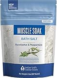 Muscle Soak Bath Salt 32 Ounces Epsom Salt with Natural Peppermint and Eucalyptus Essential Oils Plus Vitamin C in BPA Free Pouch with Easy Press-Lock Seal