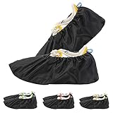 HAKOTOM 3 Paare Wiederverwendbar Schuhüberzieher Anti Rutsch Überschuhe Mehrweg Schuhüberzug überzieher Überziehschuhe Staubfrei Shoe Cover Hülle für Erwachsen Unisex schwarz