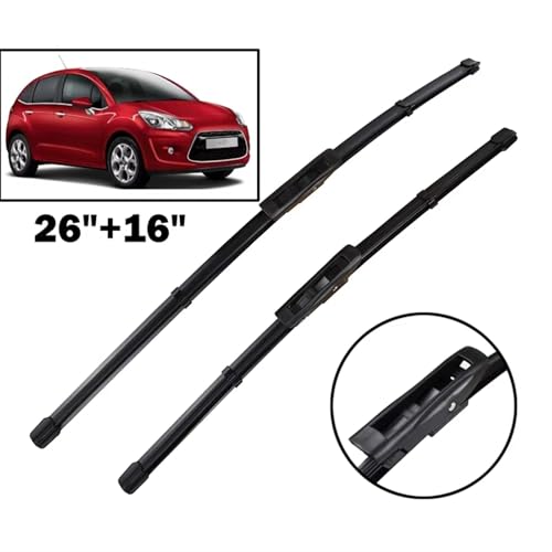 Essuie-glaces avant pour Citroën C3 MK2 (2009-2016) | Balais de 26" et 16" - 2