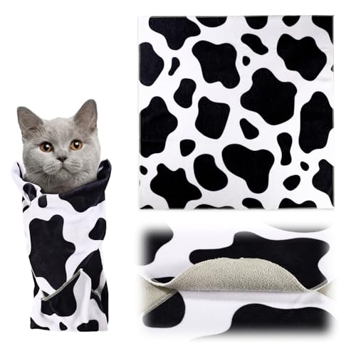 Image of Cat Wrap for Grooming, Cute Pattern Strong Self-Adhesive Anti-Scratch Adherent Cat Wrap Multifunctional Swaddle Wraps Grooming Wrap Cat Restraint for Cutting Nail Clipping Practical Cat Supplies