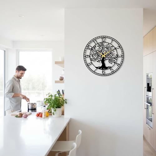 Image of Auromin Aesthetic Stylish Metal Wall Clock for Living Room & Bedroom | Big Size Decorative Modern Wall Watch for Home Office | Designer Antique Clock for Hall, Drawing Room & Interior Wall Decoration