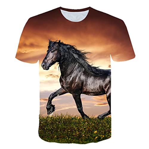 T-shirt d'été décontracté pour homme avec motif de cheval 3D, P-12032, XXL Cover