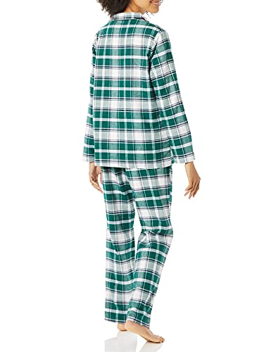 Image of Amazon Essentials Women's Flannel Long-Sleeve Button Front Shirt and Pant Pajama Set