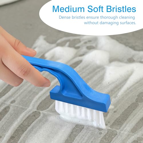 Image of Window Track Cleaning Brush Set - 2 Pack Window and Door Track Cleaning Tools with Ergonomic Handle for Precision Cleaning, Blue and Pink