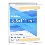Ludery Acrylic Sign Holder 8.5 x 11 Wall Mount, Clear 8.5 x 11 Acrylic Sign Holder with Double Sided