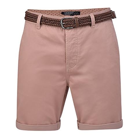 Broken Standard by Threadbare Mens Basic Chino Shorts with Free Belt Dusty Pink - 32" Waist Cover