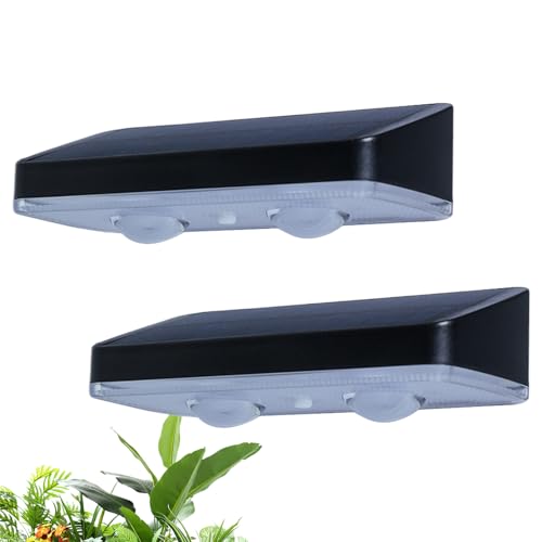 Luz solar genérica para valla – 2 piezas de iluminación LED impermeable con 3 niveles | Proyector solar valla – Para escaleras de callejón y terraza de pared y barandilla de balcón