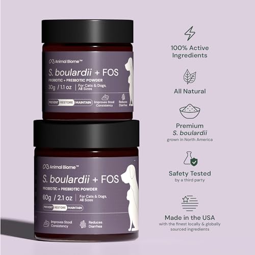 Image of Animal Biome Dog & Cat Probiotics, Gut Rescue, S Boulardii + FOS Powder 30g | 50 Scoops, FOS Prebiotic, Saccharomyces Boulardii Yeast Probiotic, Healthy Skin, Gut Health & Diarrhea Support, Food Topper
