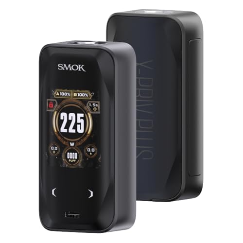 Smok X - priv plus mod 225w admite baterías 18650 (excluidas) admite latas secundarias TF - D/latas tfv9 / mini lata tfv18 estuches de cigarrillos mod vape DTL, sin nicotina (Negro)