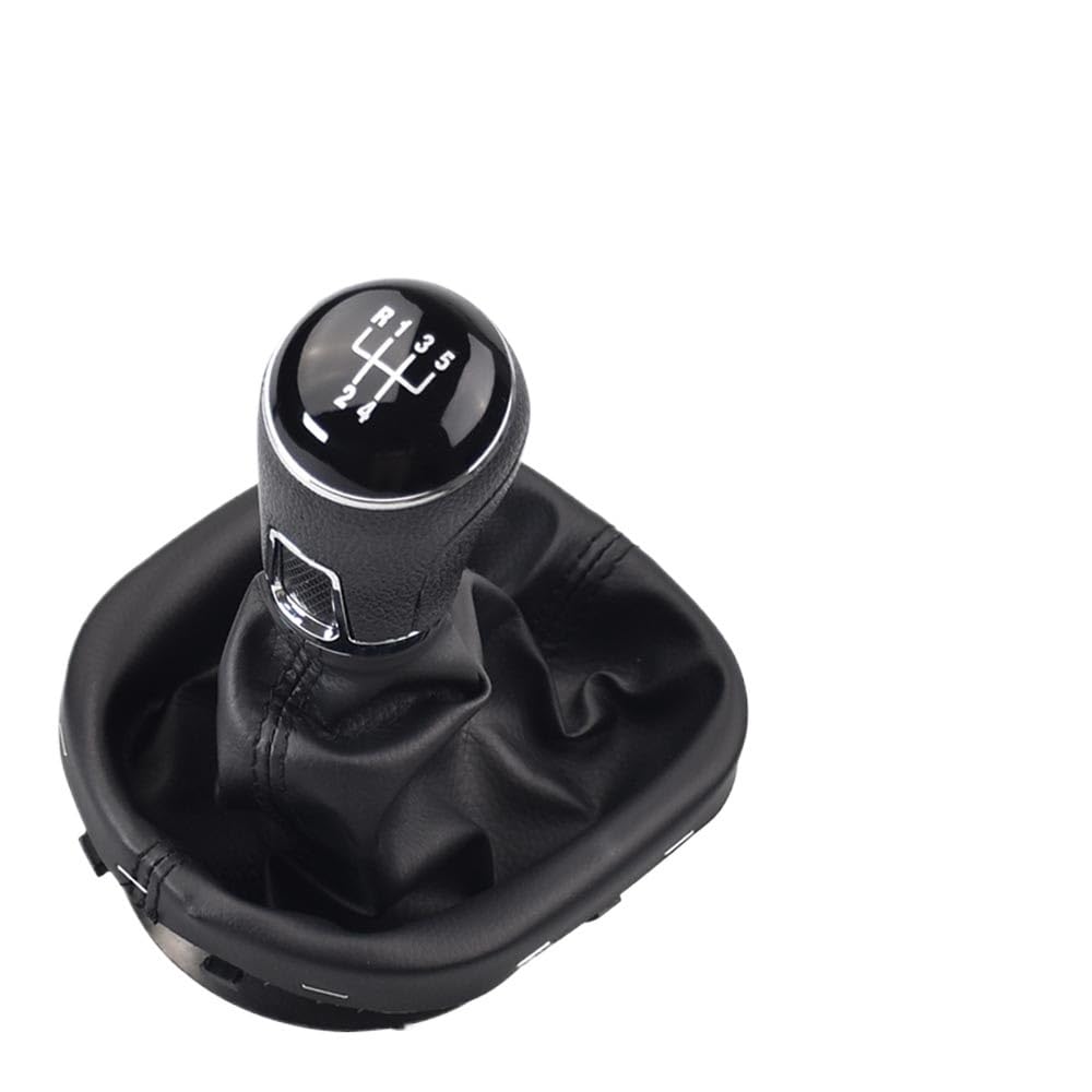 Ccqdgmd 5 Speed 5/6 Speed Manual Gear Shift Knob Lever Shifter With Leather Gaiter Boot For Vw For Touran 2003-2010 For Caddy Mk2 2004-2009(5 Speed)