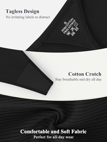 Image of Cotton Thongs for Women G-String Breathable Underwear Low Rise T-back Panties Comfortable Stretch 6 Pack