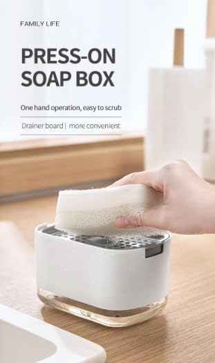 Miniatura 7 de Dispensador de jabon 2 en 1, bomba de jabón inteligente, con soporte para esponja o cepillo, platos de lava, ideal para cocina, lavavajillas.