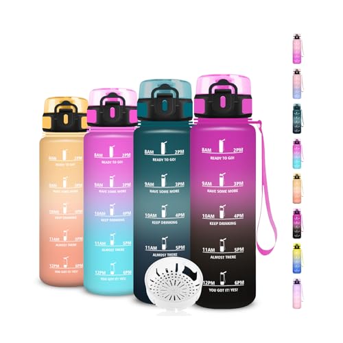 Botella Agua Niños con Filtro, Botella Agua 500ml, Fácil de Limpiar, Cantimplora Motivacional con Marca de Tiempo, Cantimplora Infantil a Prueba de Fugas, para Escuela, Viajar, Running, Gym, Niños
