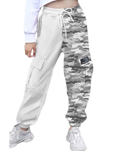 Image of Cromoncent Girls&Womens Cargo Pants Elastic Waist Lightweight Outdoor Jogger Pants, 6 Years - XX-Large