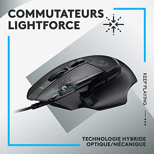 Logitech G G502 X Souris Gaming Filaire - LIGHTFORCE boutons primaires hybrides optique-mécanique, capteur gaming HERO 25K, compatible avec PC - macOS/Windows - Noir – Image 3