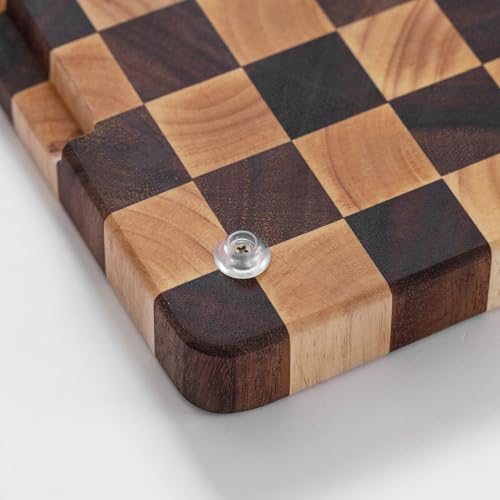 Tabla de Cortar Muso Wood Grande de Grano Final 16x12 Pulgadas, Tabla Cuadrillé con Patas, Hecha de Acacia y Madera de Caucho, para Cocina con Ranura para Jugo y Mango miniatura 6