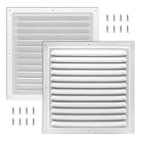 2Pcs Aluminum Gable Vents with Screen Mesh, 10x10 Inch Metal Wall Vents for Attic, Garage, Shed, and Exterior Doors, Square Louver Vent Grilles for Improved Ventilation